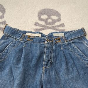 Pilcro and the Letterpress Medium Blue Pleated Boyfriend Jeans